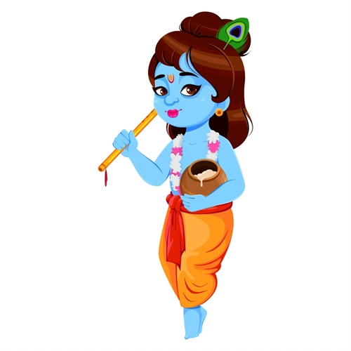Balkrishna Theme Krishna with Butter Pot & Flute Transparent Sticker